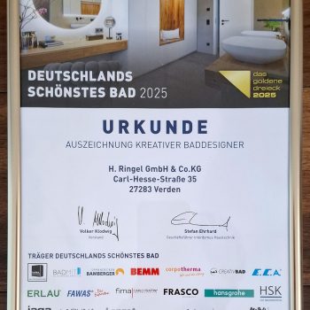 Urkunde der Auszeichnung Deutschlands schönstes Bad 2025